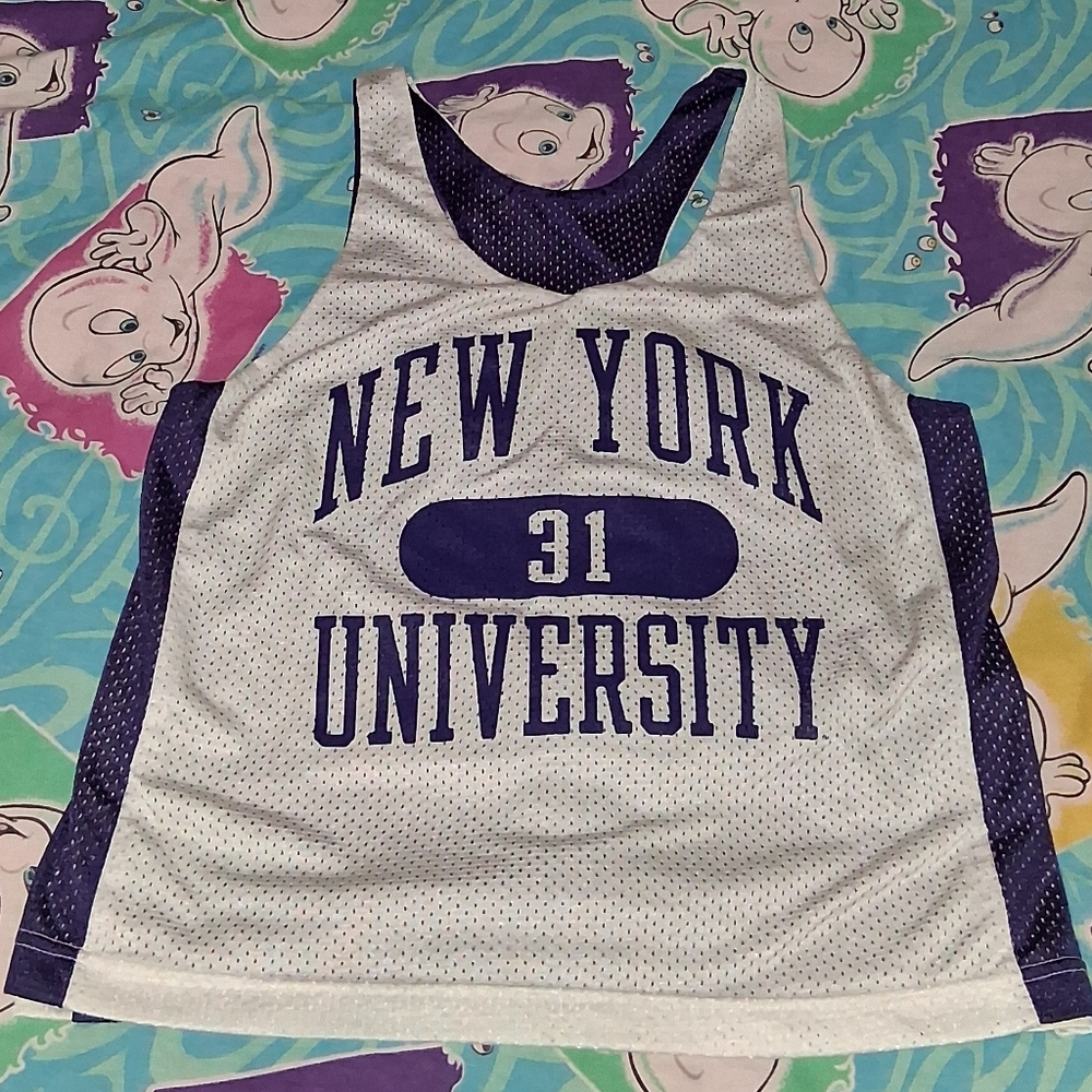 Y2K Reversible NYU Violets Cropped Basketball Jersey New York University